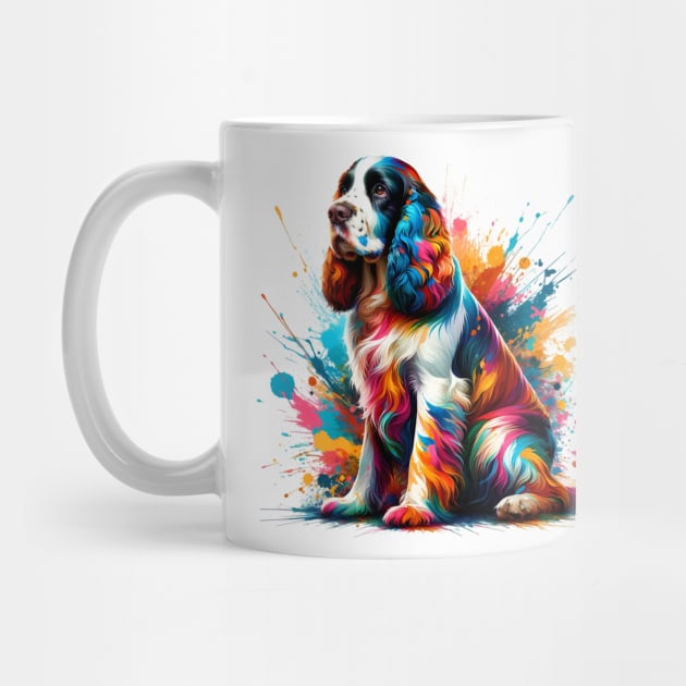 Colorful Splashed Art English Springer Spaniel Portrait by ArtRUs